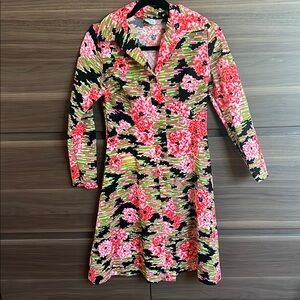 Polyester Heaven ‘70’s A-Line button front collared dress. Approx size 4